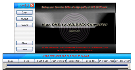 Screenshot of Max DVD to AVI Converter
